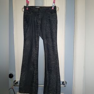 Y2K Hennes Sz 8  Blue Flare Leg Stretchy Denim Jeans W/ Zebra Stripe Pattern